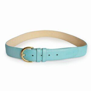Coach Nubuck Leather Belt Light Blue Wide Belt Size 2XL Vintage Retro 90s